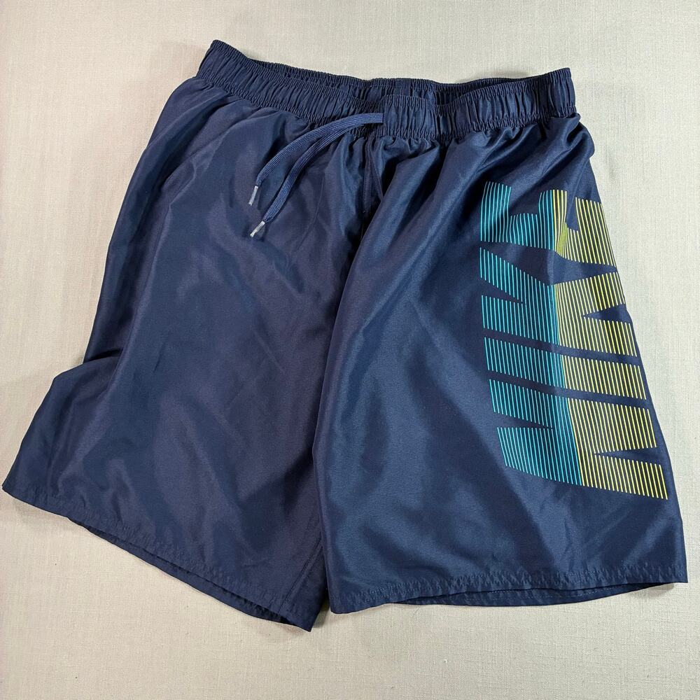 Nike Swim Trunks Men’s Large Navy Blue Lined Board Shorts Drawstring Beach
